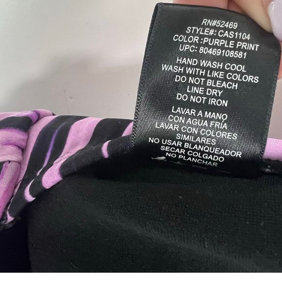 Catalina One Piece Swimsuit  L (12-14) Purple Stripe X Back Plunge Removable Cup - Picture 7 of 7